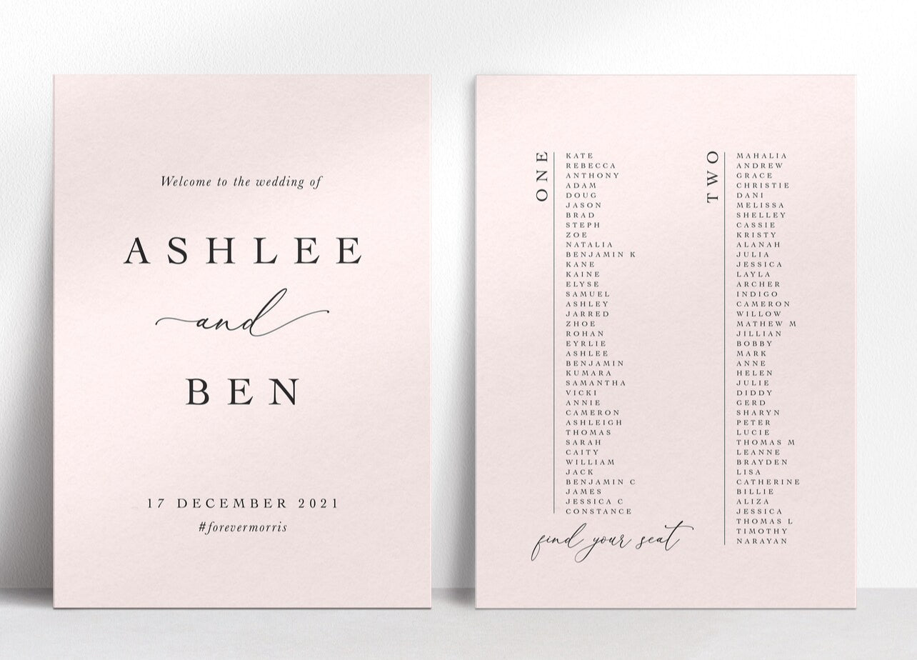 The Perfect Pair – Seating Plan & Welcome Sign Package 💍✨